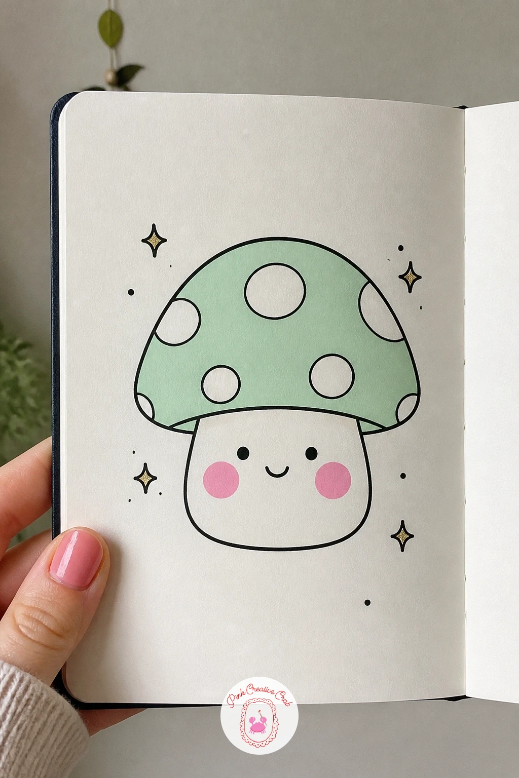 Mushroom With Blush Cheeks — Mushrooms offer a simple dome and stem shape that is almost impossible to get wrong. Kawaii doodles