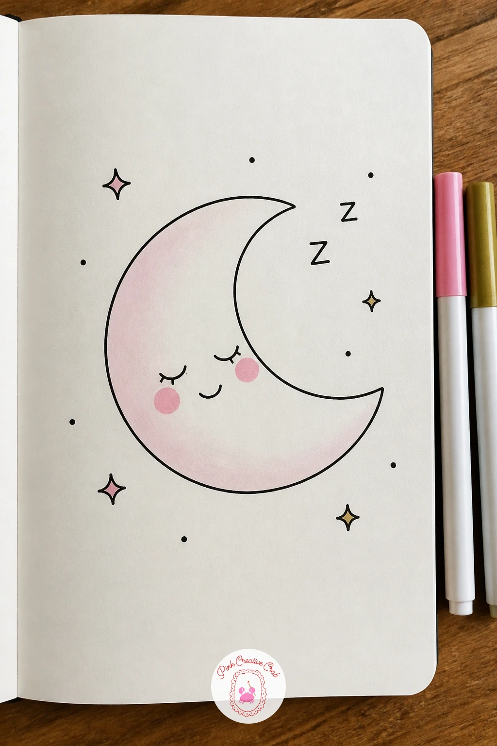 Sleepy Moon — Pair this quiet subject with the earlier sleeping star for a little night sky set, though it works perfectly well on its own too. Kawaii doodles