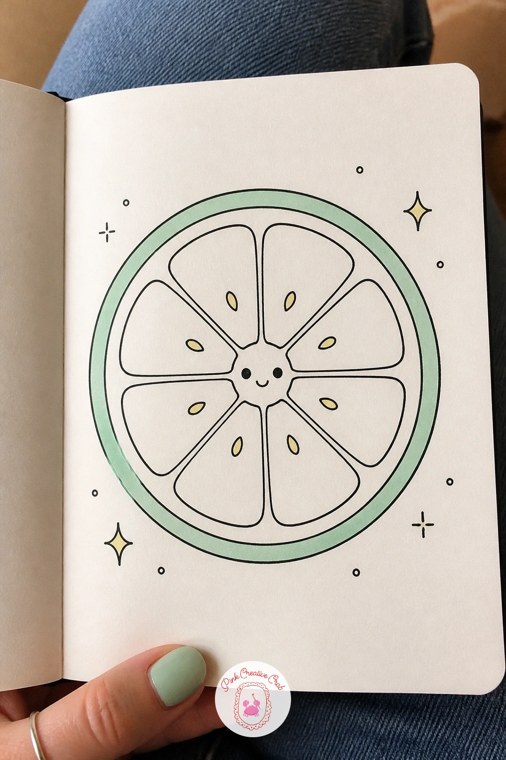 Kawaii Lemon Slice — A lemon slice gives you concentric shapes to practise, which is a nice technical step up from the single outlines used so far. Kawaii