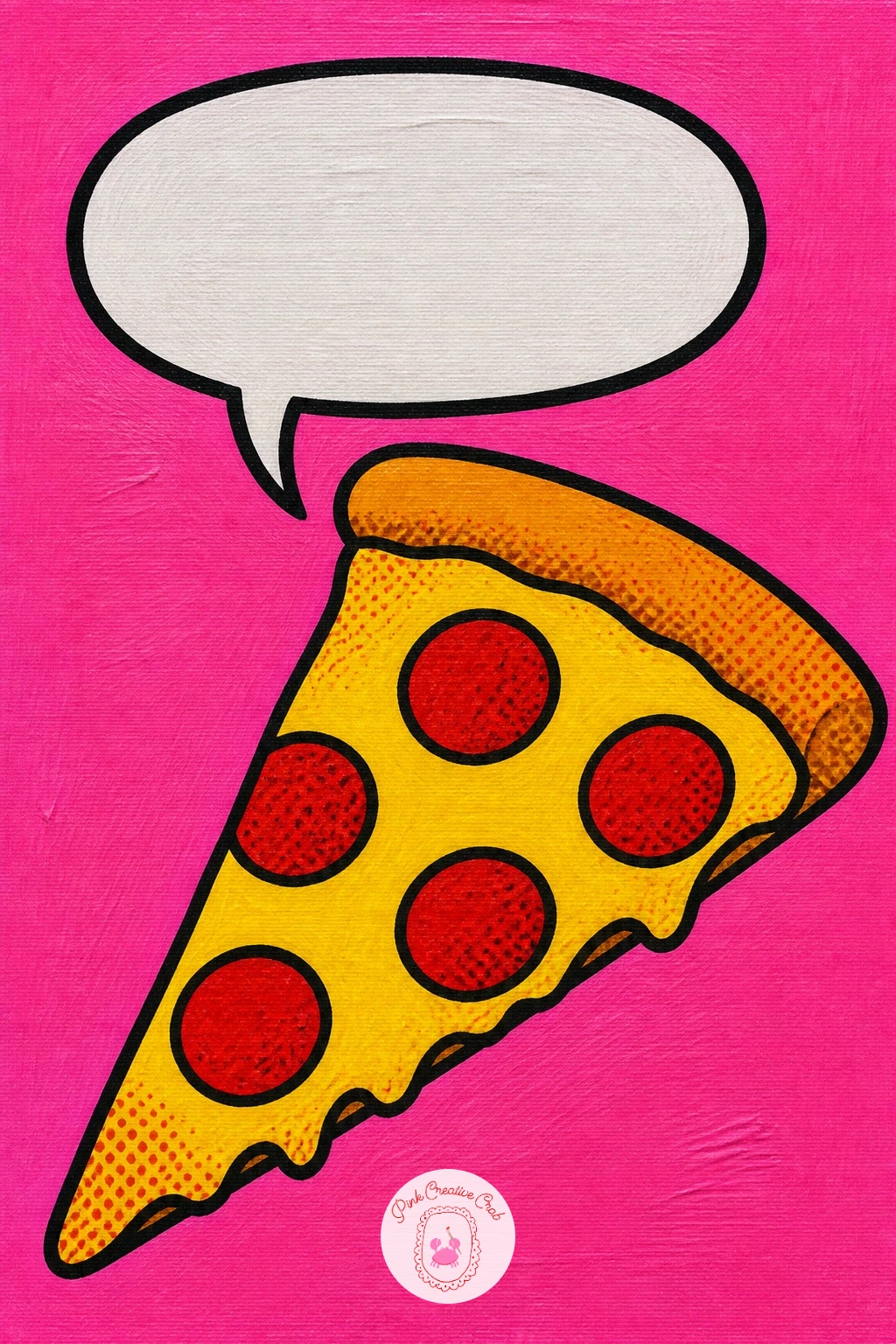 Pizza Slice With Speech Bubble — Give a pizza slice some personality by adding a speech bubble, which turns a simple triangle into a tiny scene. Food pop art