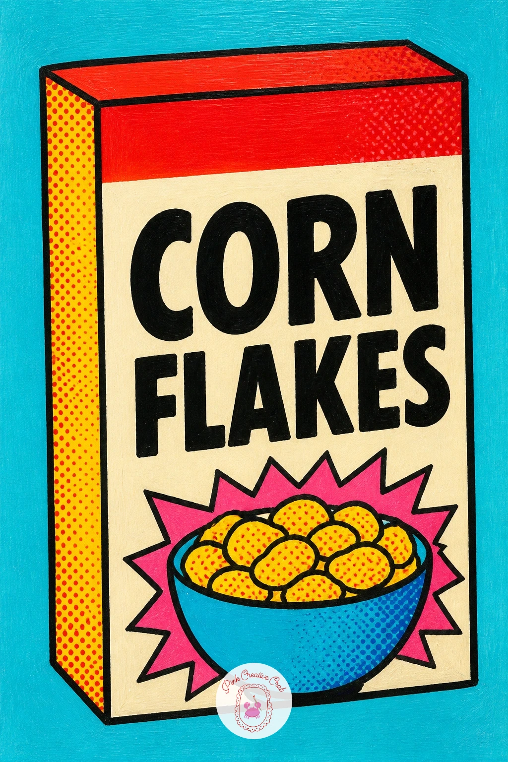 Cereal Box — Step up to a cereal box, the first fully rectangular subject on this list and a good test of keeping straight edges straight. Food pop art