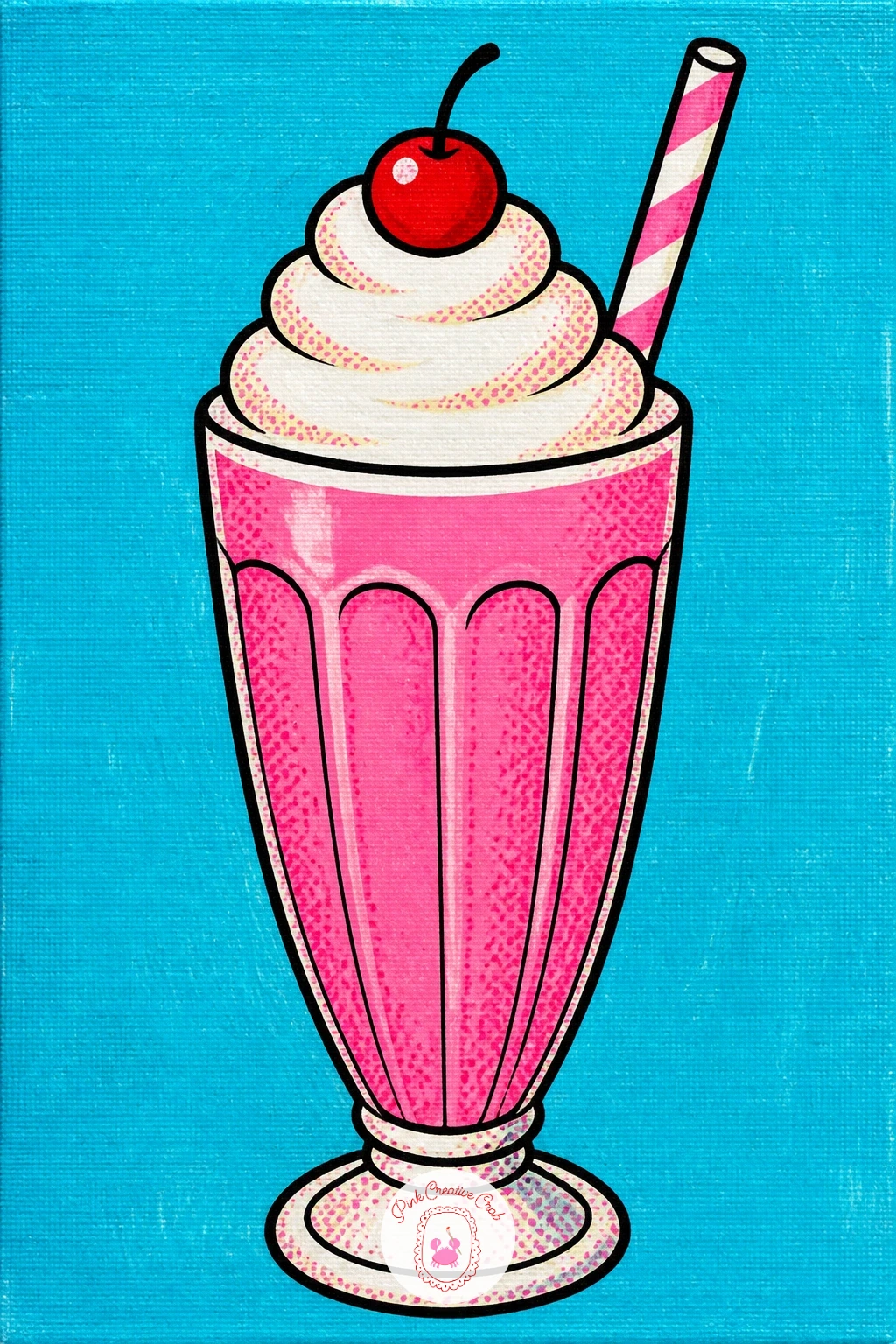 Milkshake Glass — Build a milkshake glass next, which stacks a tall glass shape under a tower of whipped cream and a cherry on top. Food pop art