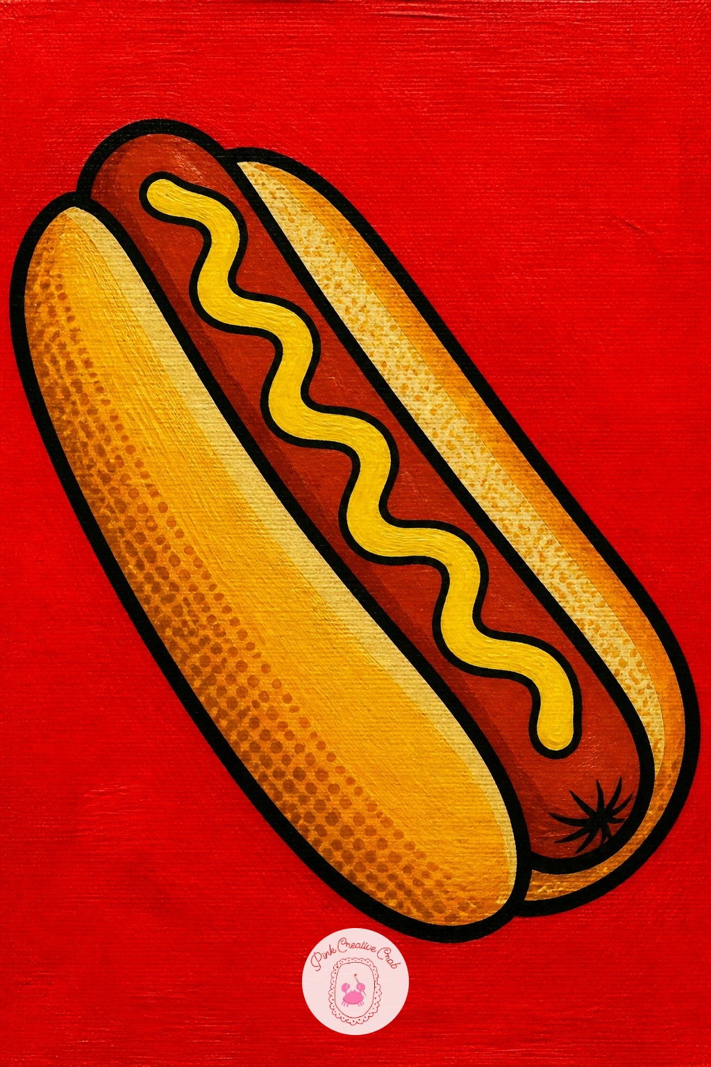 Hot Dog — Keep the momentum going with a hot dog, a long simple shape that is mostly about getting a convincing curved bun. Food pop art