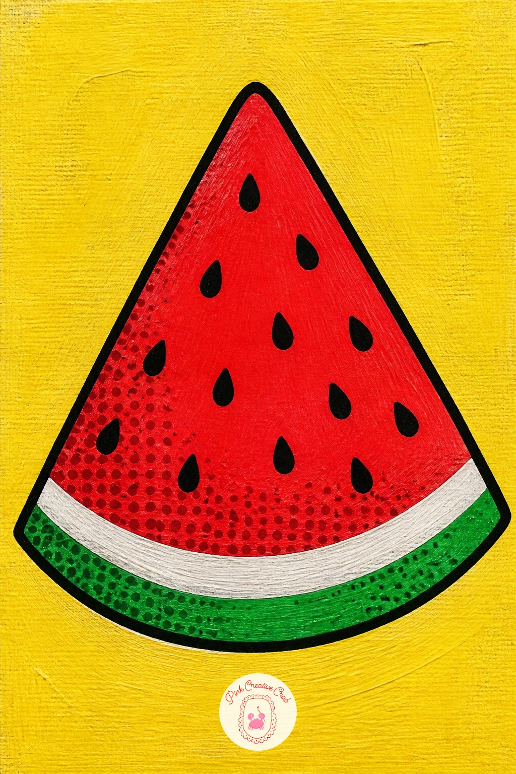 Watermelon Slice — Cool things down with a watermelon slice, a wedge shape built from three clean color bands. Food pop art