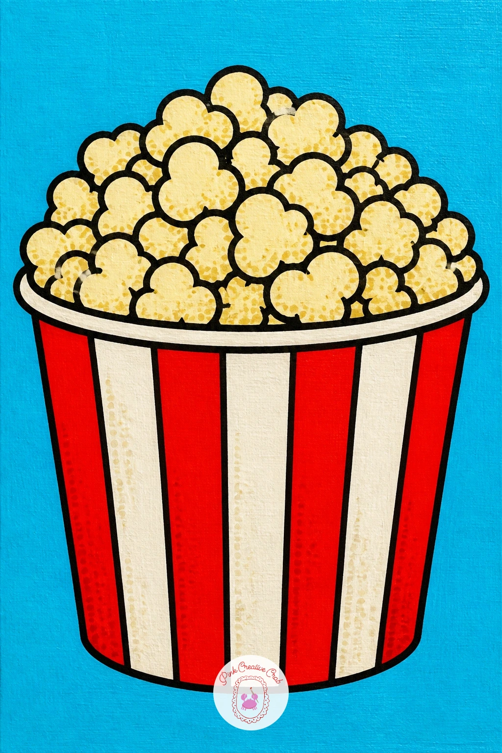 Popcorn Bucket — Head to the movies with a popcorn bucket, which combines straight striped sides with a pile of bumpy texture on top. Food pop art
