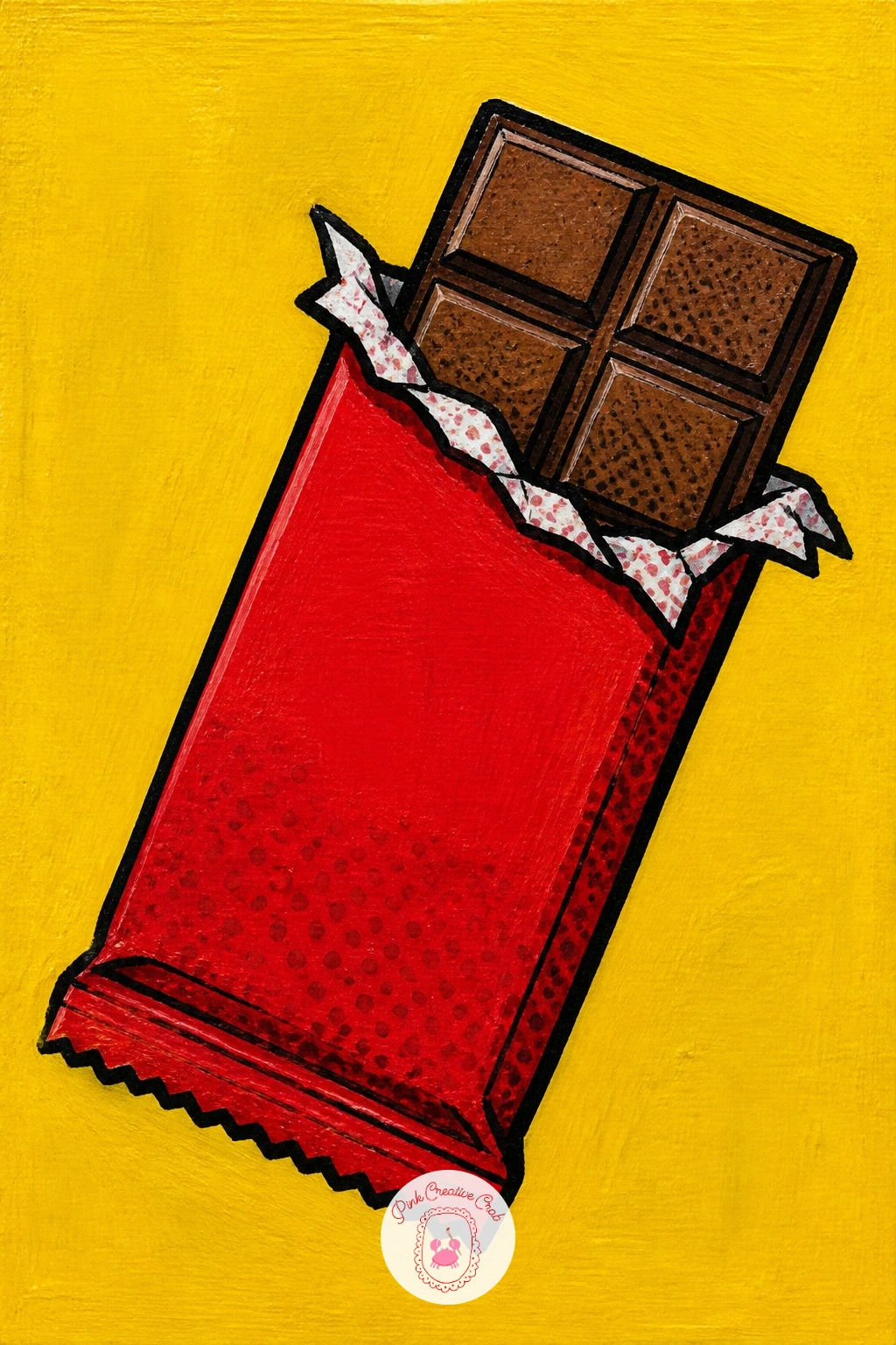 Candy Bar — Unwrap a candy bar next, a rectangular subject that gets its energy from a torn wrapper edge. Food pop art