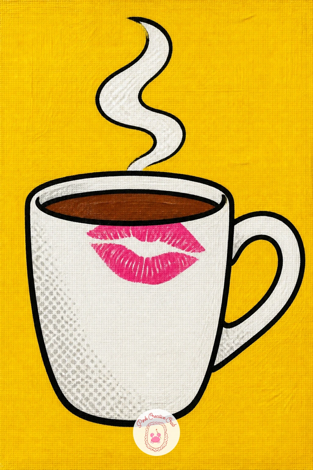 Coffee Cup With a Lipstick Mark — Add a wink of glamour with a coffee cup with a lipstick mark, a simple cup shape carrying one small, bold detail. Food pop art