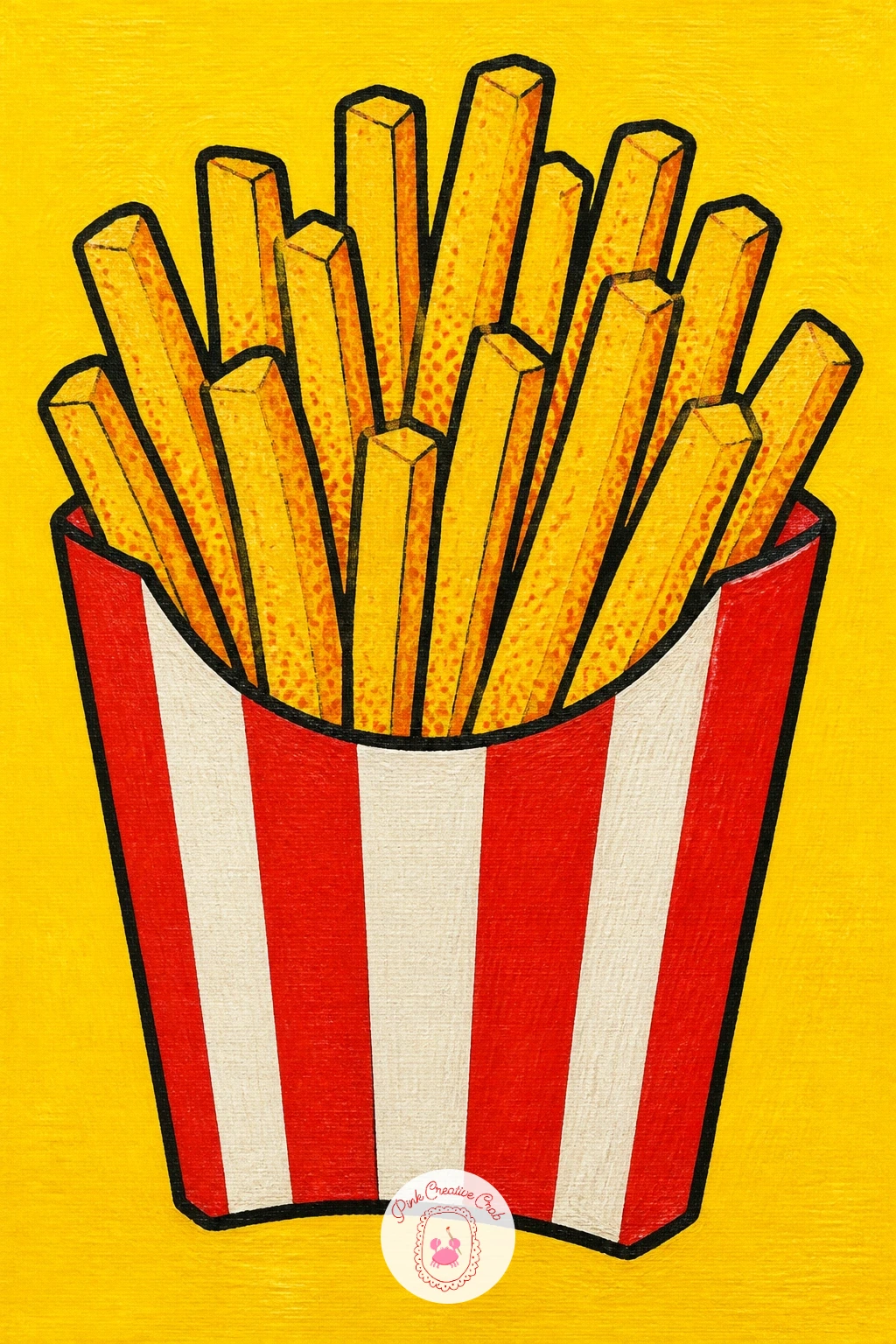 Box of Fries — Wrap up the savory side with a box of fries, a subject built from one container and a cluster of long thin shapes poking out the top. Food pop