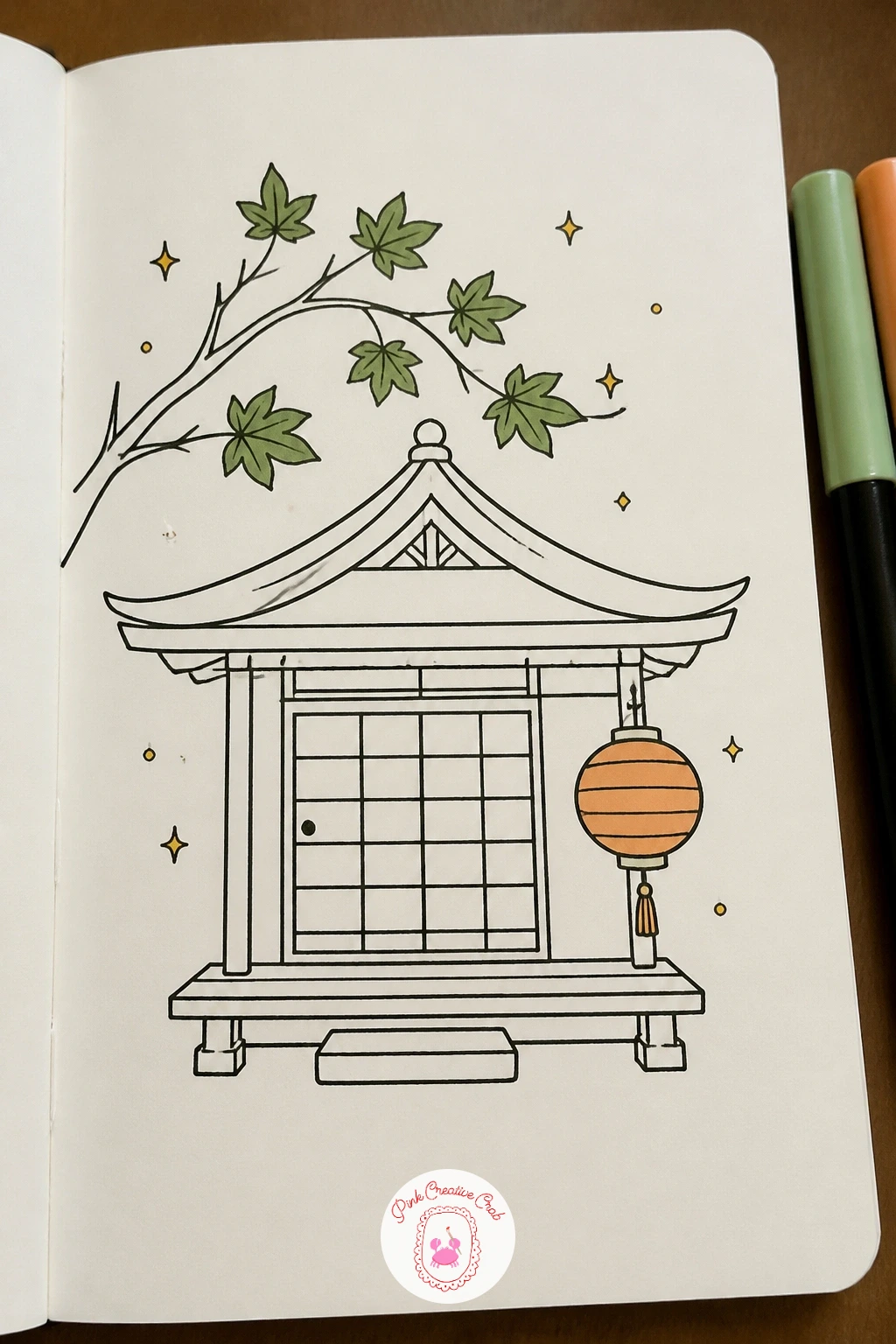 Japanese House With a Lantern — Bring in a wider, lower roofline for a traditional Japanese house with gentle upswept eaves. House doodles