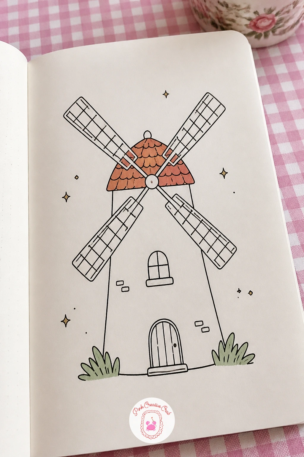 Windmill House — Stack a round tower under a set of sails for a windmill with a house built into its base. House doodles