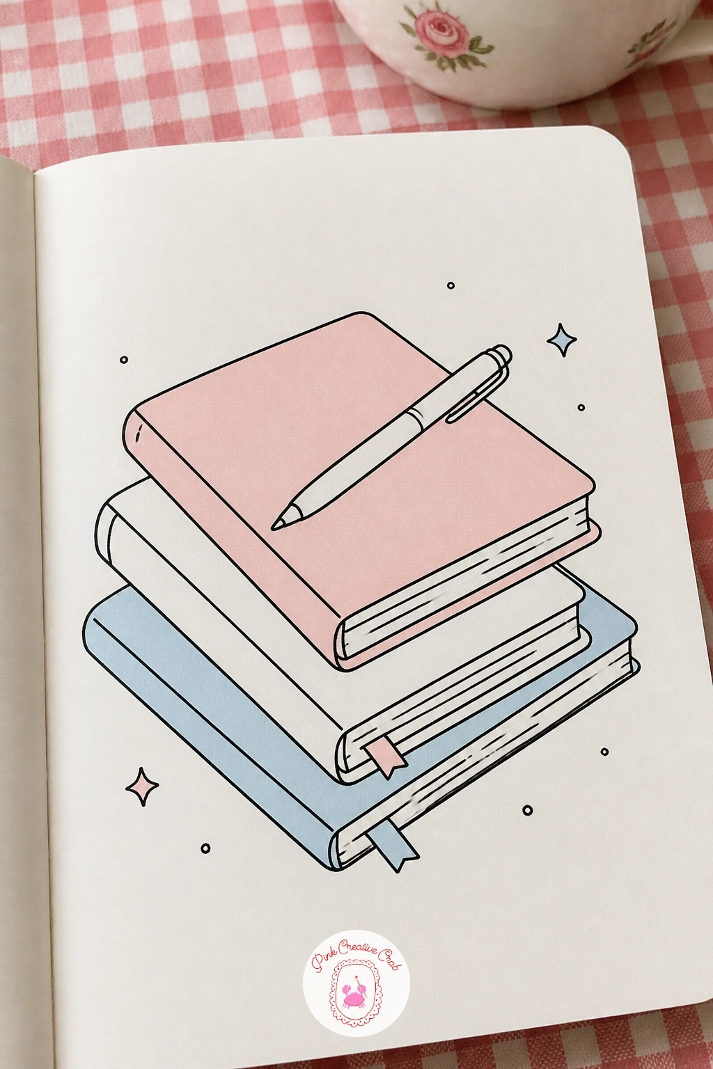 Stack of New Notebooks with a Pen — Match the fresh-start mood of January with a small stack of new notebooks. January doodles