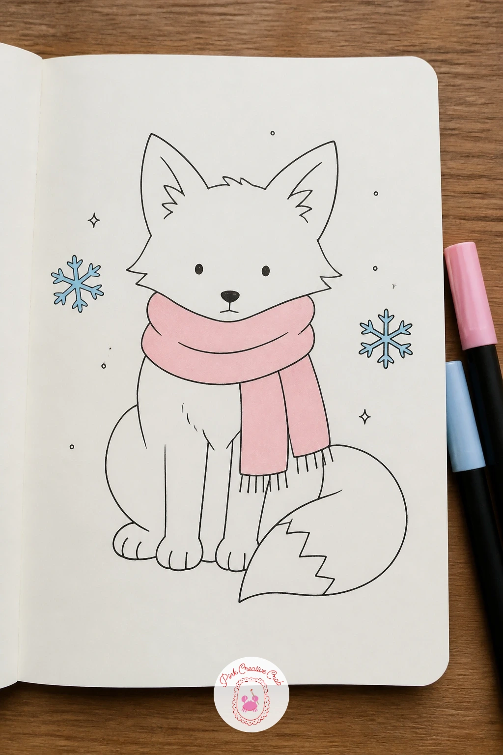 Fox in a Woolly Scarf — Bring in some wildlife with a fox wrapped up for winter. January doodles
