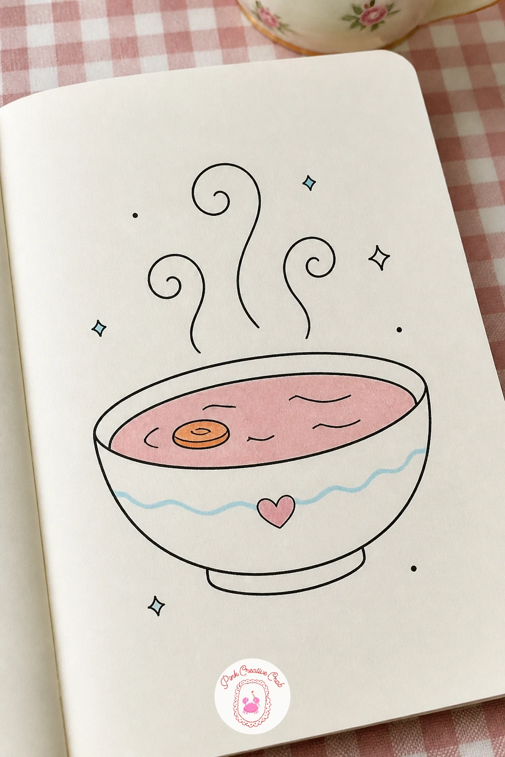 Bowl of Soup with Steam Curls — Return to something warm and simple with a round bowl of soup. January doodles