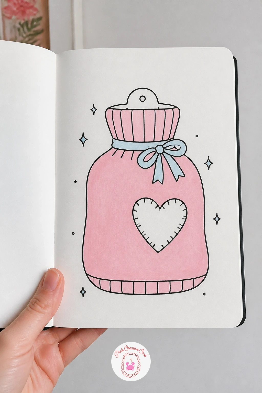 Hot Water Bottle with a Heart Cover — Return to something small and cozy with a hot water bottle tucked into a soft cover. January doodles