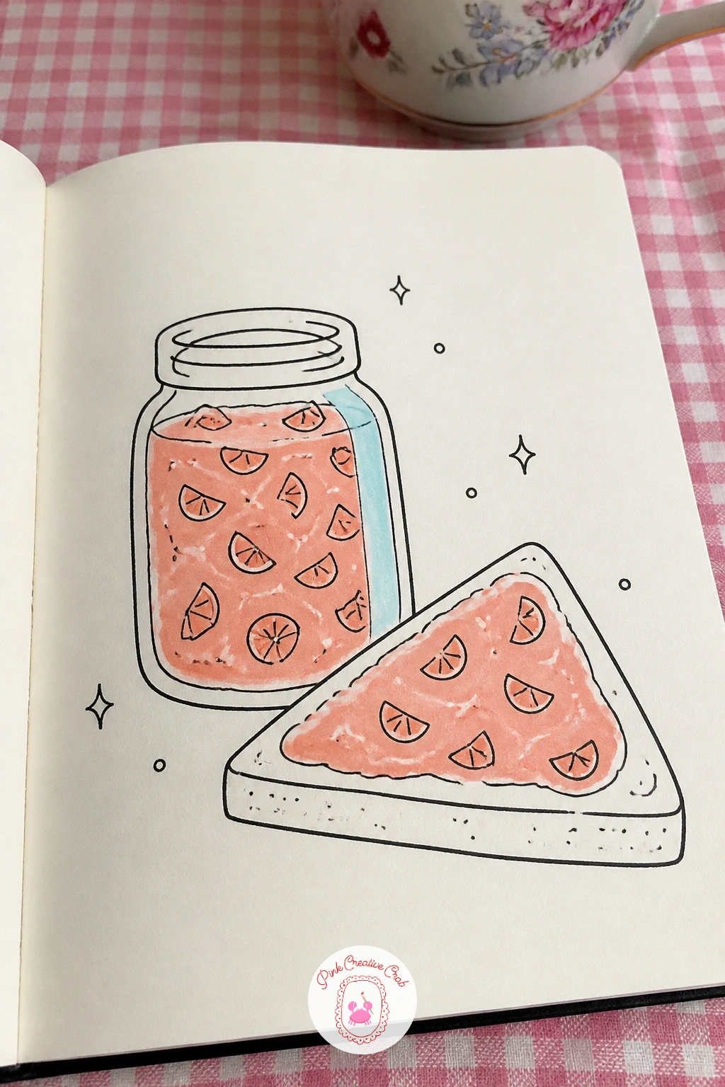 Jar of Orange Marmalade with Toast — Add a little food into the mix with a jar of marmalade beside a slice of toast. January doodles