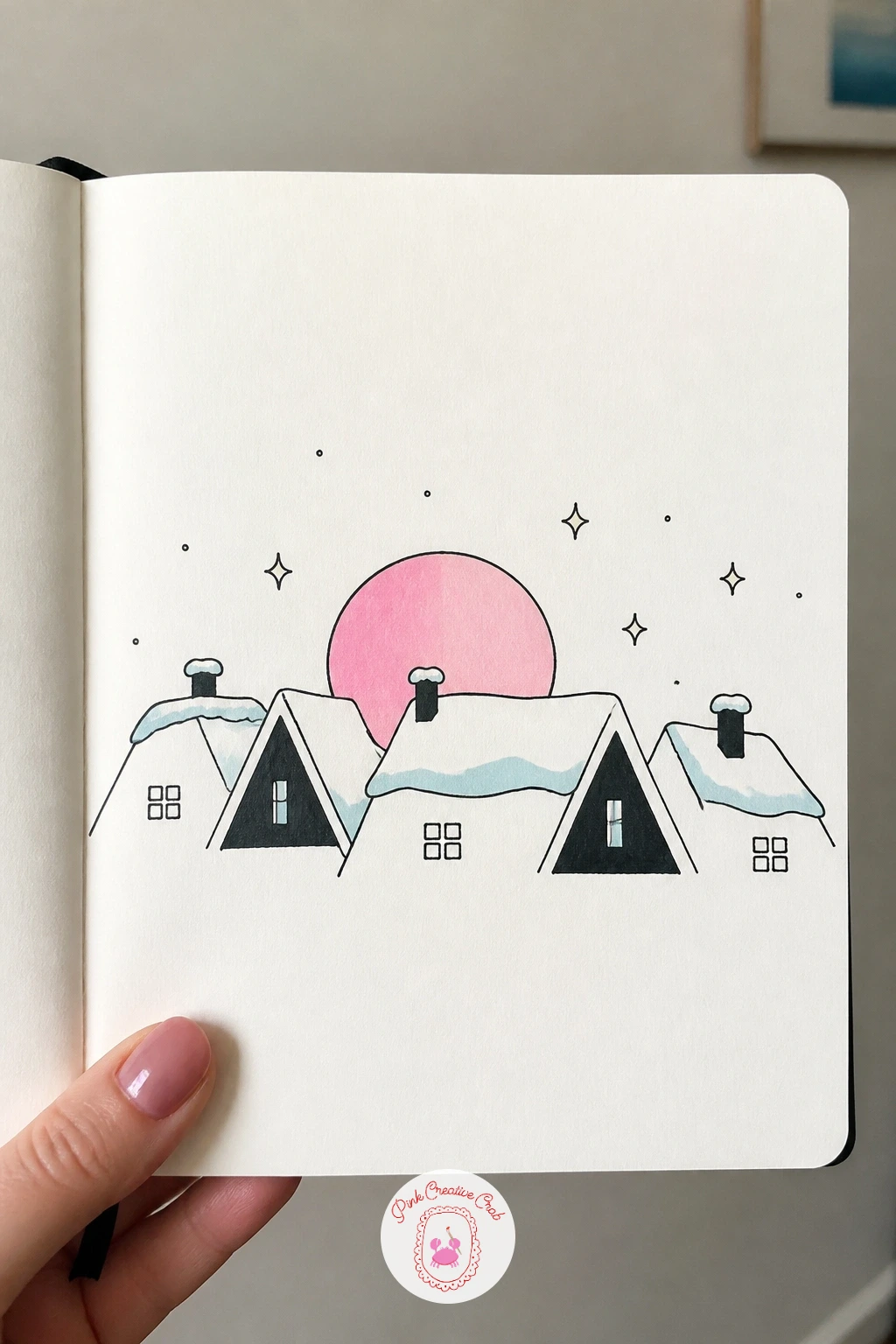 Sunrise Over Snowy Roofs — Build a small skyline next with rooftops silhouetted against a rising winter sun. January doodles