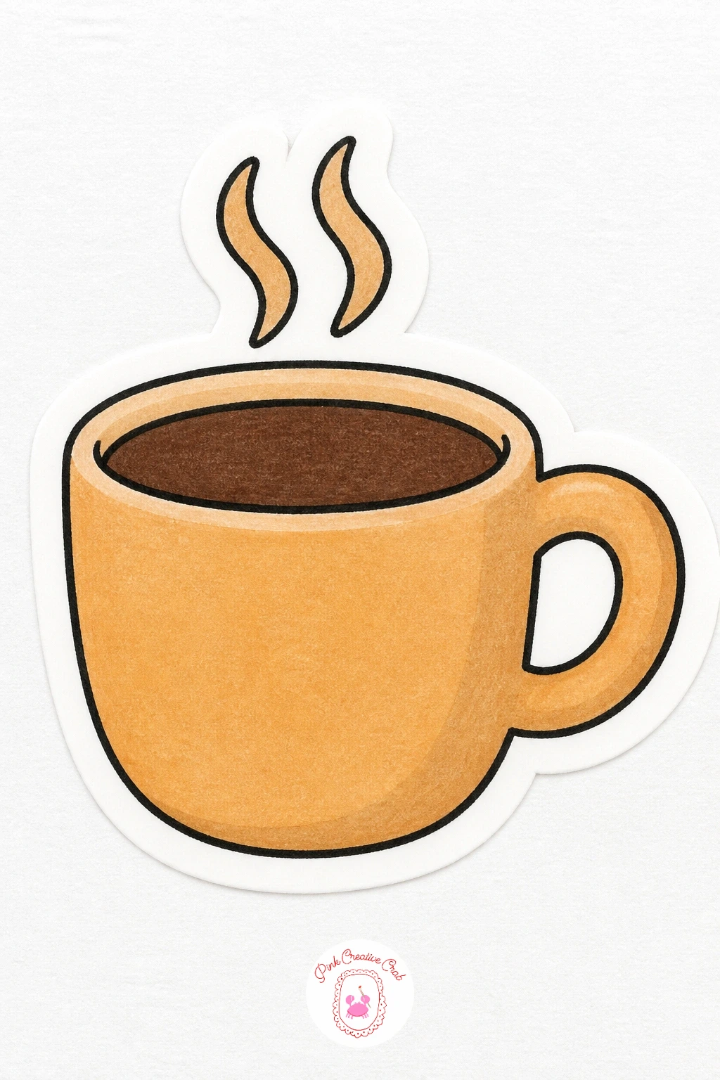 Coffee Cup Sticker — Move from faces to objects with a coffee cup, a shape every hobbyist can draw from memory. Sticker drawing ideas easy simple
