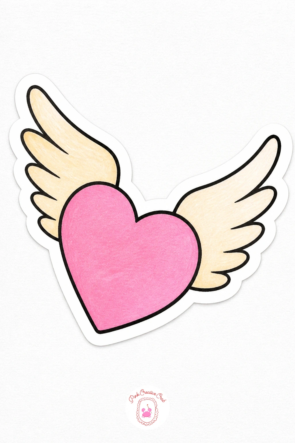 Heart with Wings Sticker — Add some motion to the page with a heart with wings, a shape that depends entirely on where you place the wing tips. Sticker drawing
