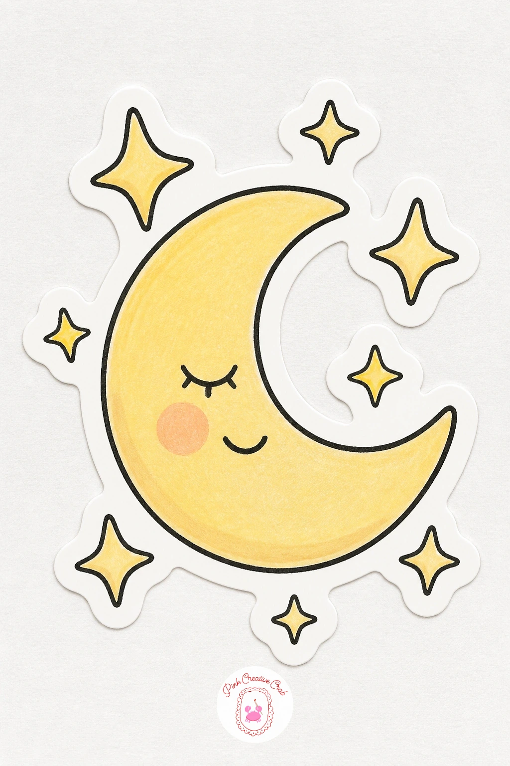 Moon and Stars Sticker — Shift into a small nighttime scene with a crescent moon and a few scattered stars, a combination that works well as a cluster rather