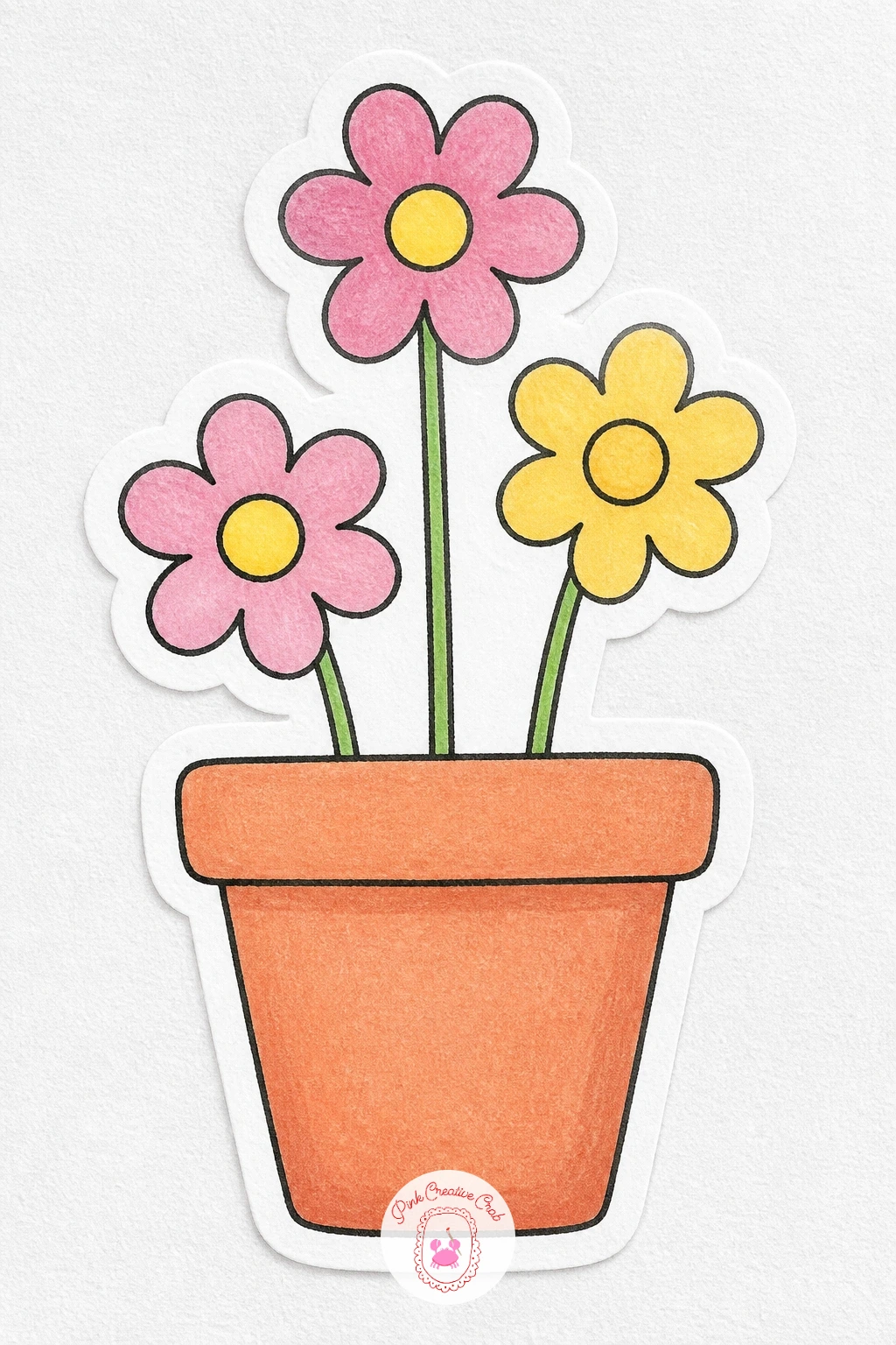 Flower Pot Sticker — Settle into a cozy still life with a small flower pot, a subject that teaches proportion in one quick shape. Sticker drawing ideas easy