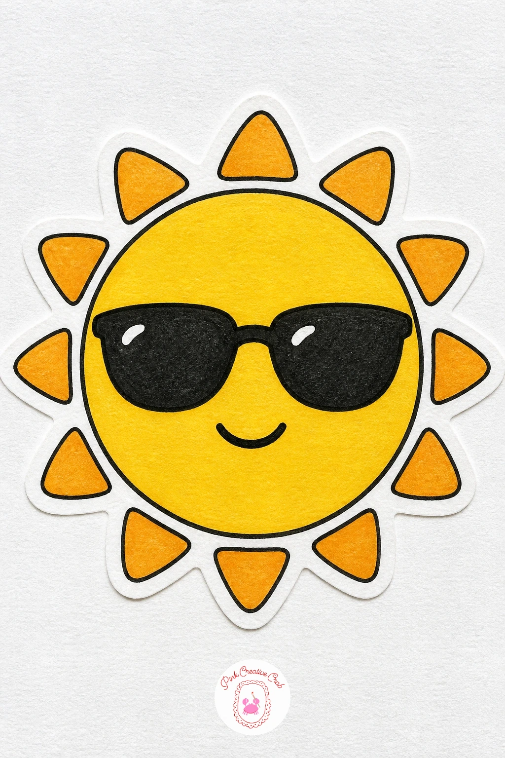 Sun with Sunglasses Sticker — Bring some attitude to the page with a sun wearing sunglasses, a classic that depends on getting the rays right. Sticker drawing