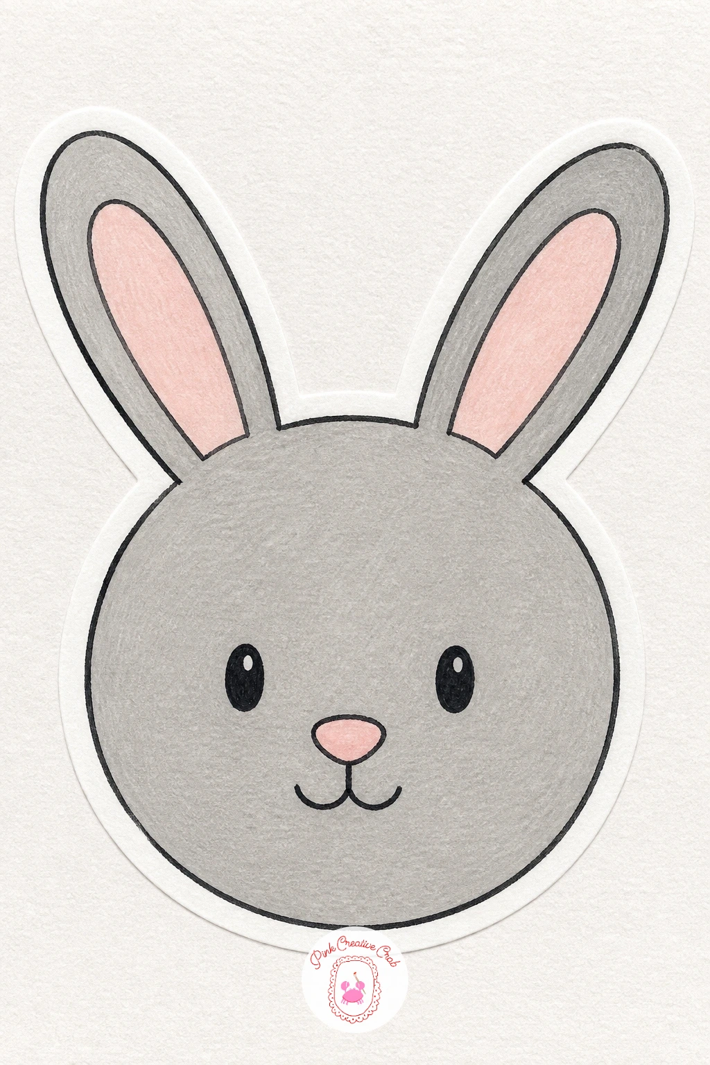 Bunny Sticker — Return to a face after the sun, this time a bunny built almost entirely from long ears. Sticker drawing ideas easy simple