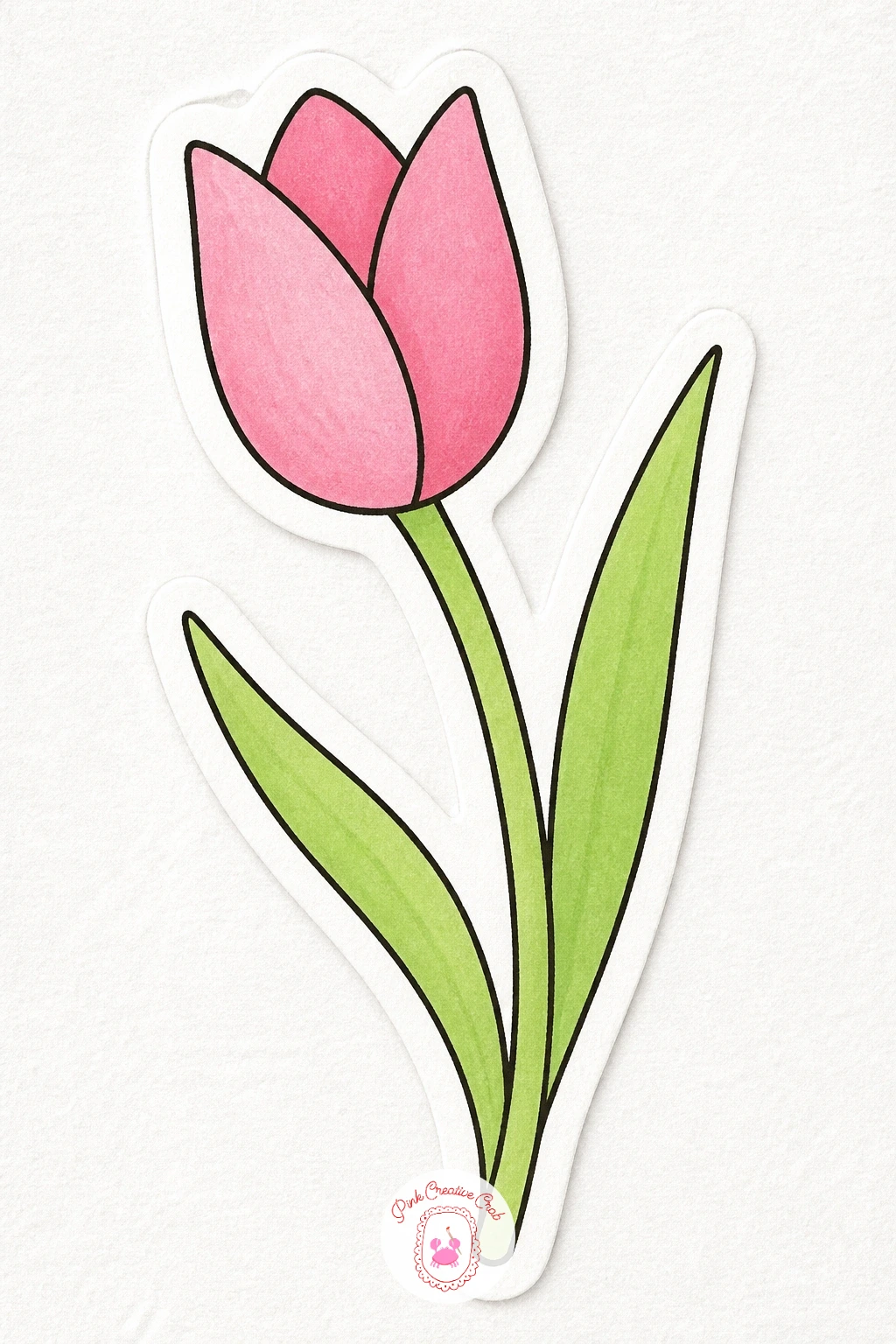 Tulip Sticker — Narrow back into flowers with a single tulip, simpler than the flower pot from earlier since it stands alone. Sticker drawing ideas easy simple