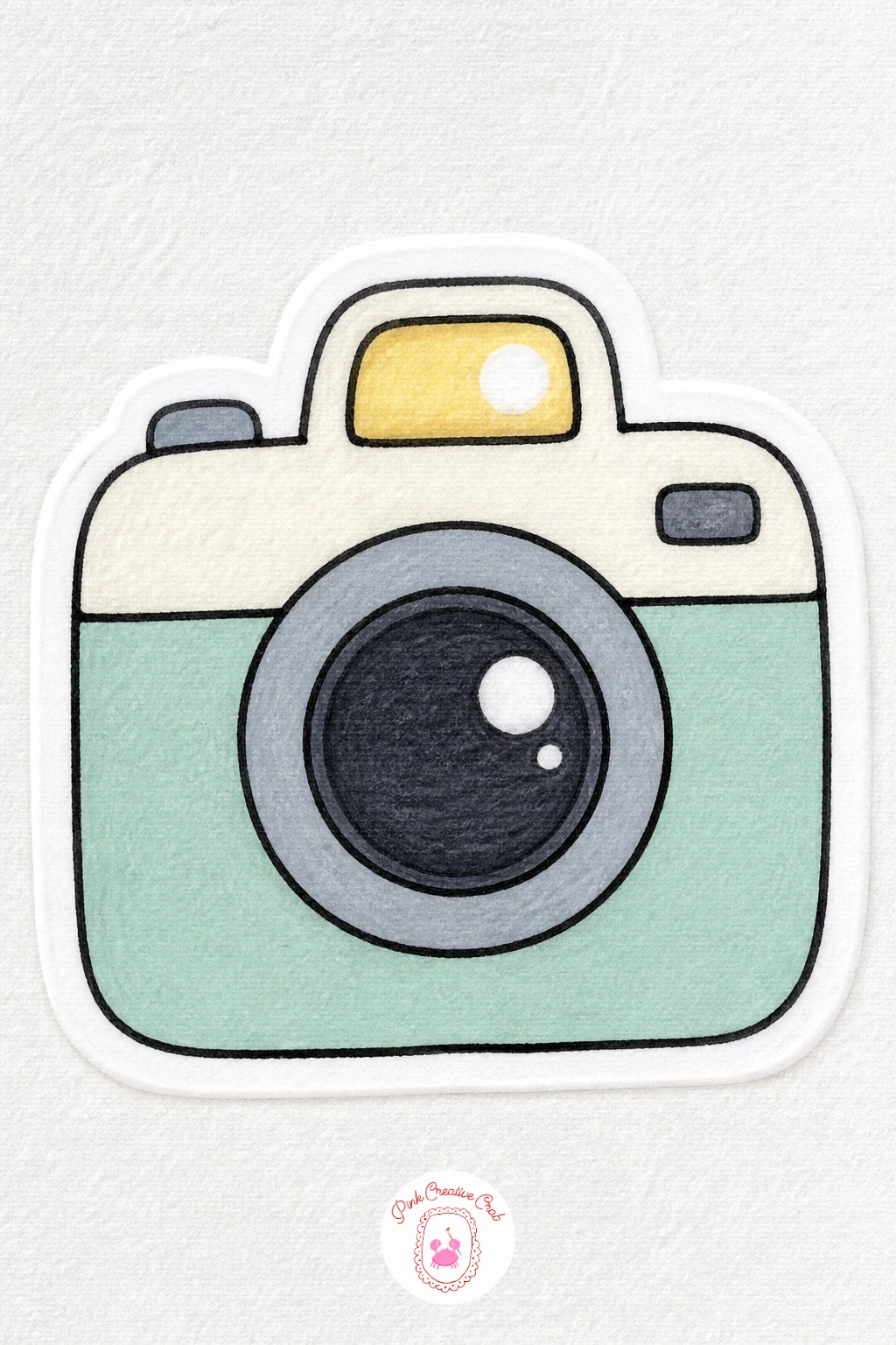 Camera Sticker — Slow down for an object with straighter edges after so many rounded shapes: a small vintage style camera. Sticker drawing ideas easy simple