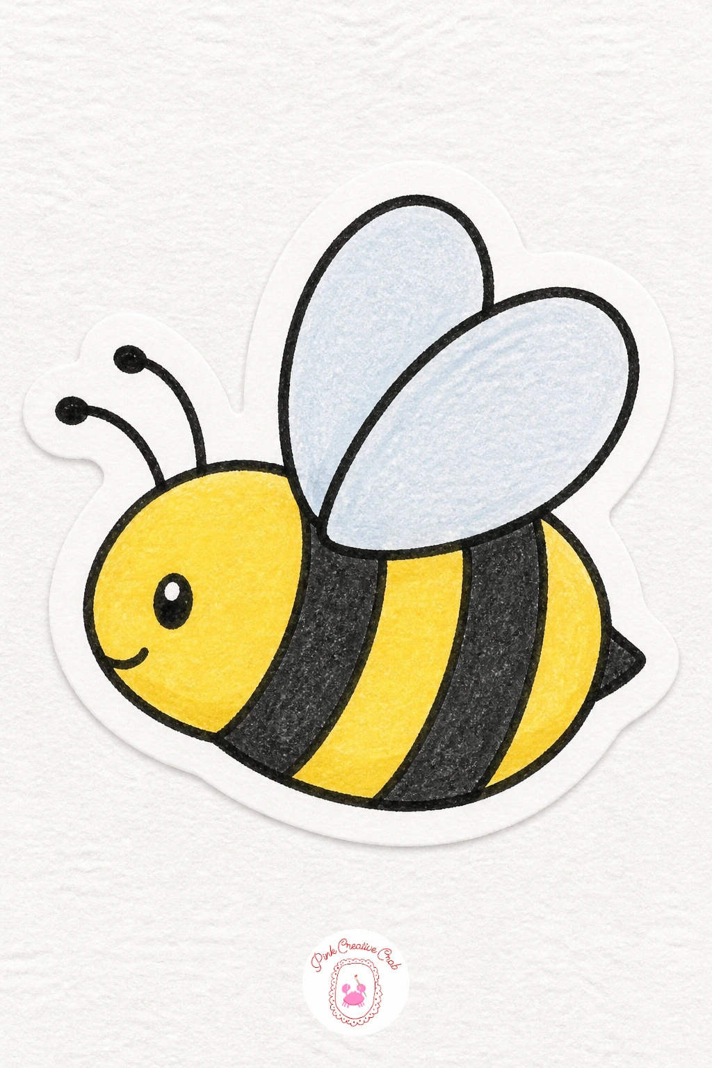 Bee Sticker — Add some motion back to the page with a small flying bee, which depends on getting the body segments right. Sticker drawing ideas easy simple