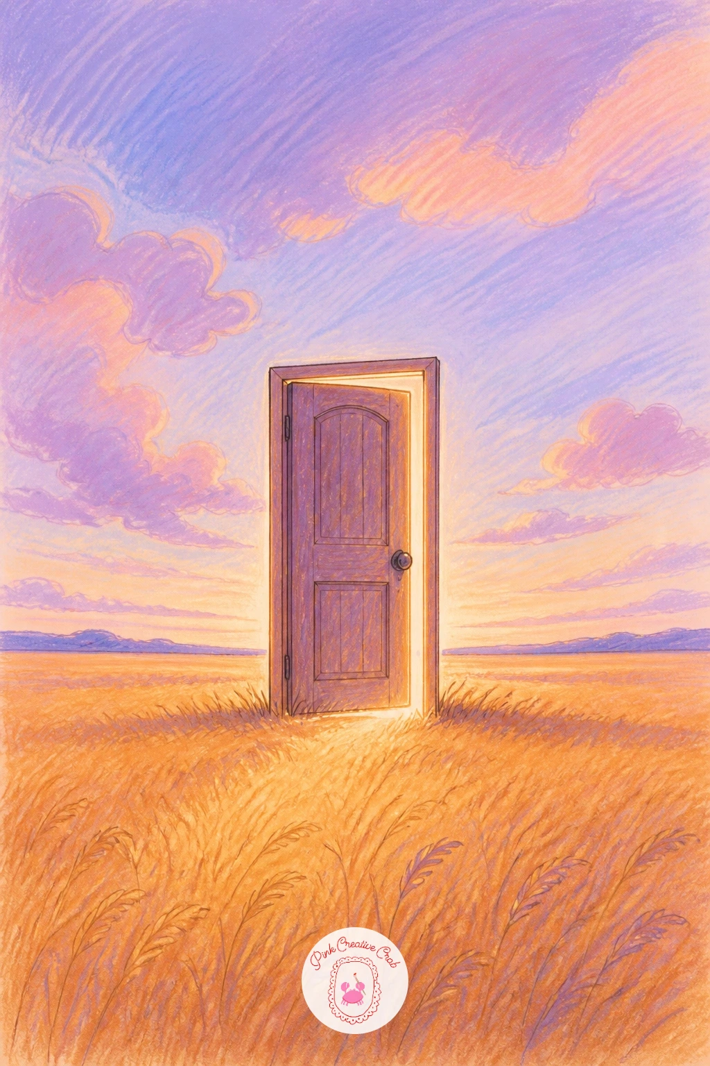 Door in the Middle of a Field — After all that water, ground yourself in a field with one lone door standing in the grass. Surreal drawing ideas creative