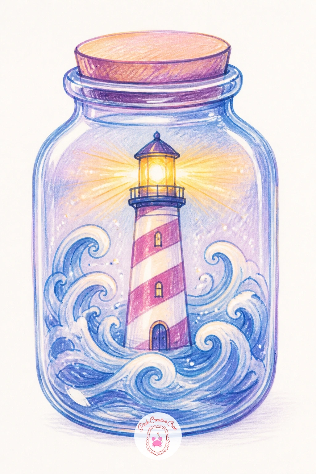 Lighthouse in a Jar — Shrink the scale back down with a small glass jar holding a complete lighthouse, waves and all, as if someone bottled a whole coastline.