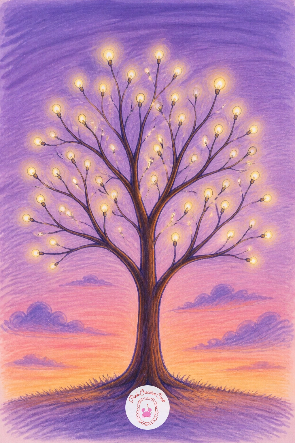 Tree With Lightbulbs — Bring a little warmth back after the sea with a bare tree whose branches end not in leaves but in small glowing lightbulbs, each one a