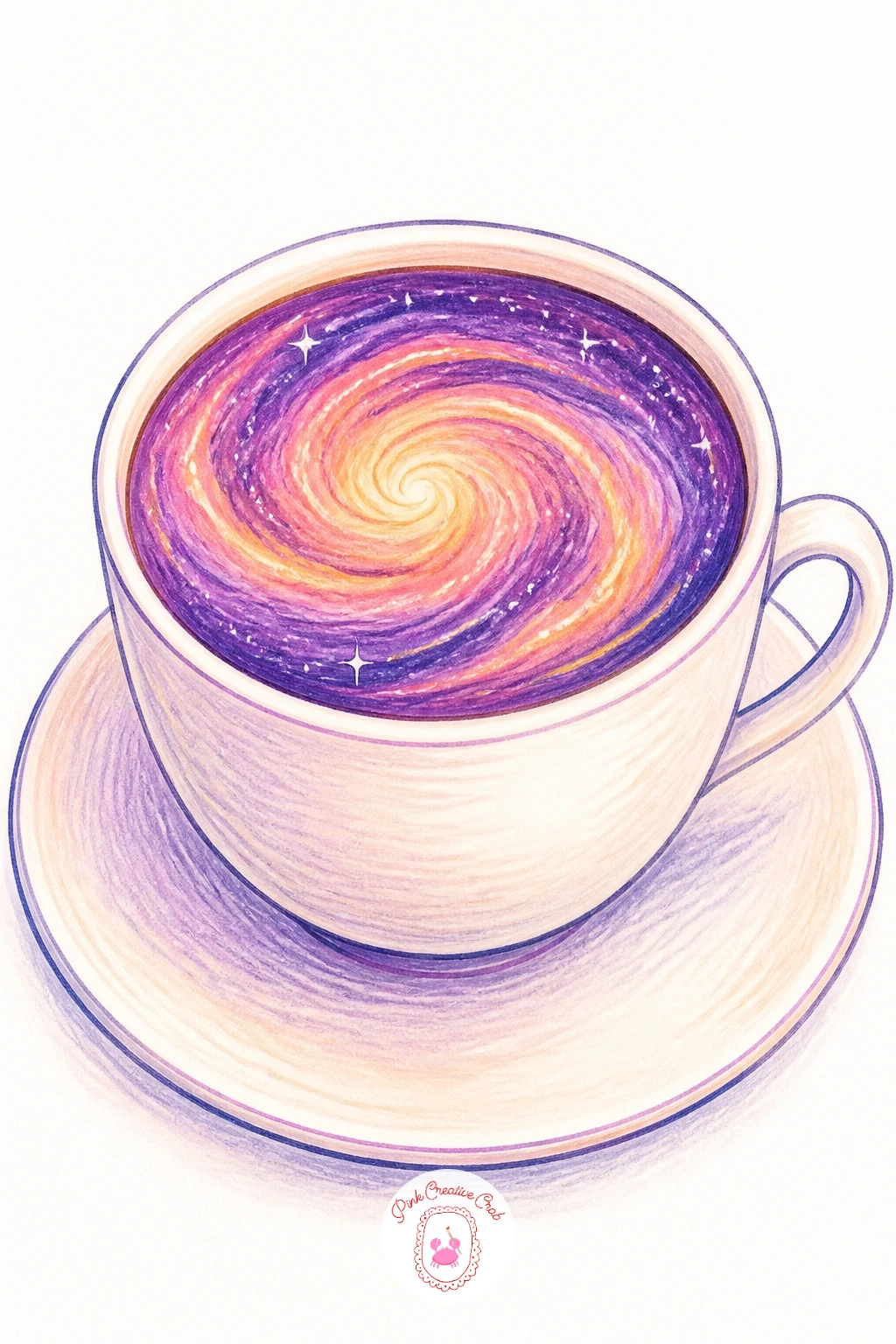 Coffee With a Galaxy Swirl — Bring the scale back down to something held in one hand: a simple coffee cup whose swirl of milk forms a tiny galaxy instead of
