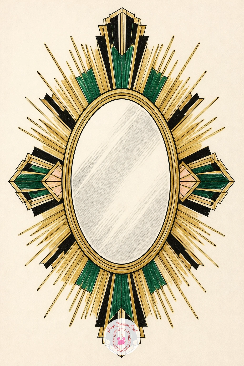 Art Deco Mirror — A mirror is a satisfying subject because the frame does all the work and you never have to draw a believable reflection. Art deco drawing