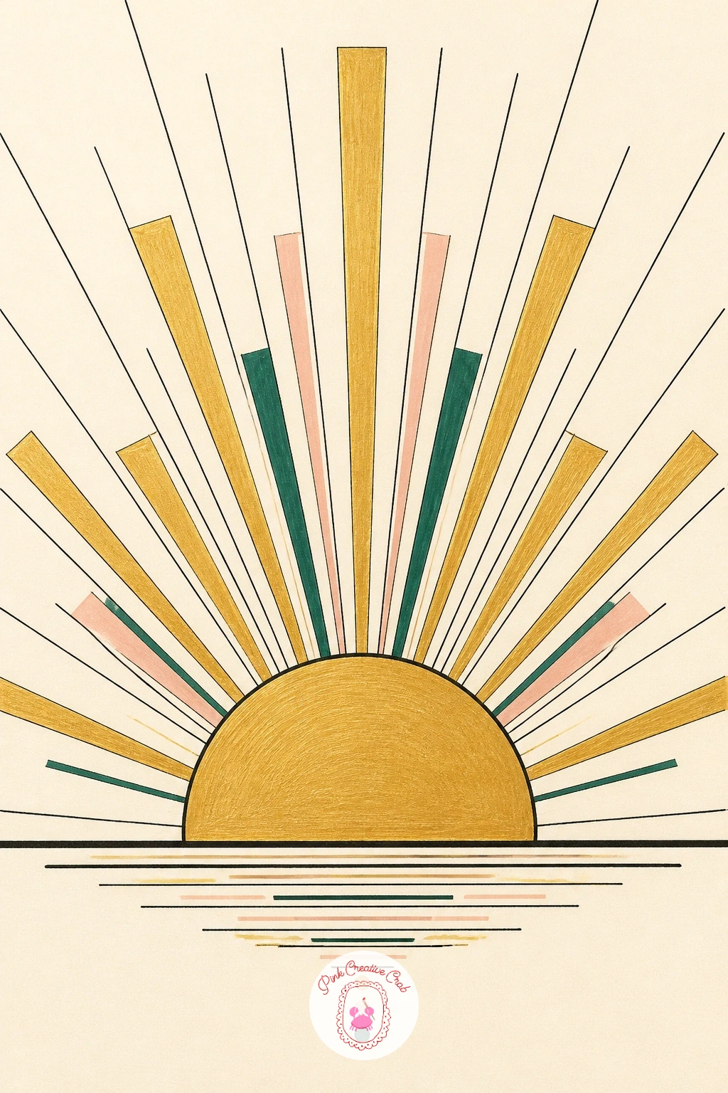 Sunrise With Rays — A sunrise with rays is one of the simplest and most recognizable deco motifs, so it makes a good palate cleanser between busier scenes. Art