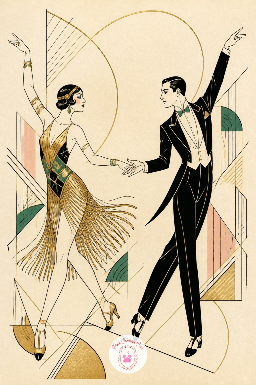 Pair of Dancers — A pair of dancers pushes your figure drawing further by asking two bodies to balance each other. Art deco drawing