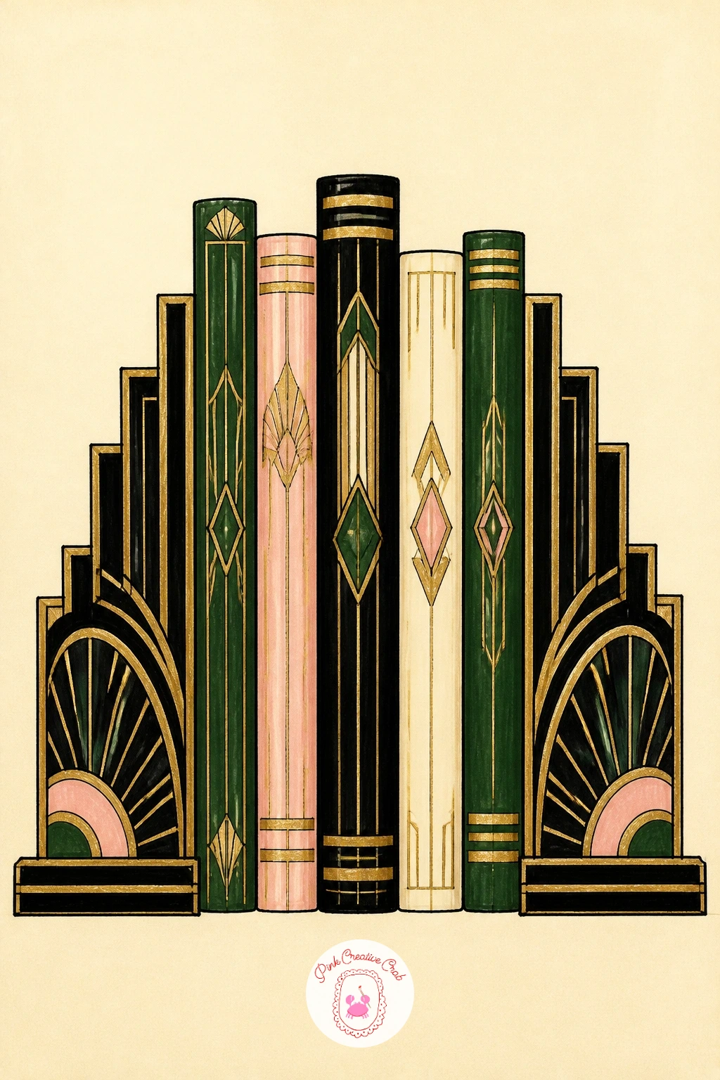 Deco Bookend Pair — A pair of bookends is a nice small object study that teaches symmetry. Art deco drawing