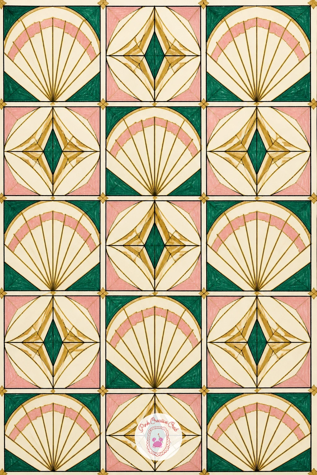 Deco Tile Pattern — A tile pattern is pure repetition, a good one to turn to when you want to draw without thinking too hard about a subject. Art deco drawing