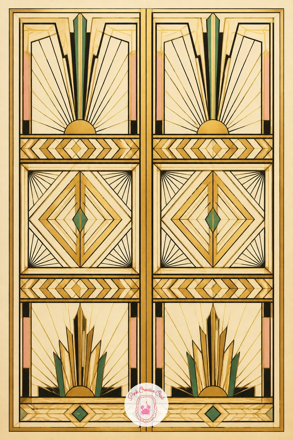 Art Deco Elevator Door — An elevator door lets you combine the stepped frame and tile pattern tricks into one architectural subject. Art deco drawing