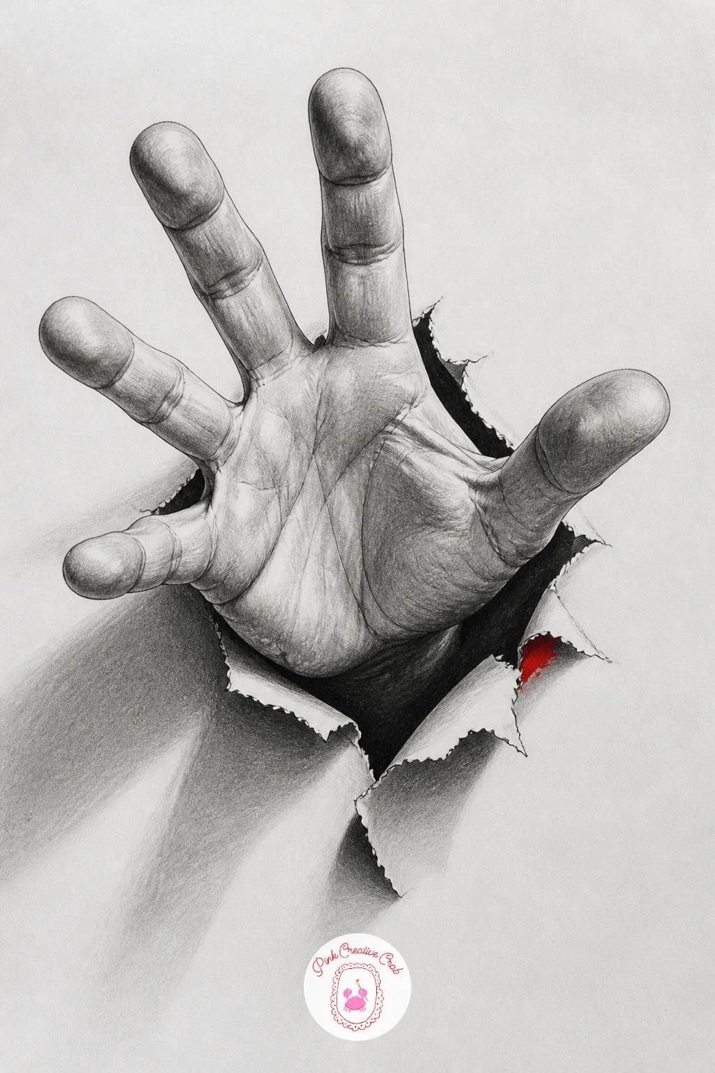 Hand Coming Out of the Paper — Bring the illusion closer to home with a hand that appears to push straight out of the paper's surface. 3d illusion drawing