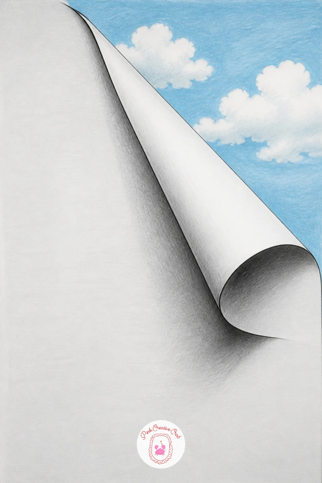 Paper Fold Revealing Sky — Carry that same nested-line patience into a fold in the paper that peels back to reveal open sky underneath. 3d illusion drawing