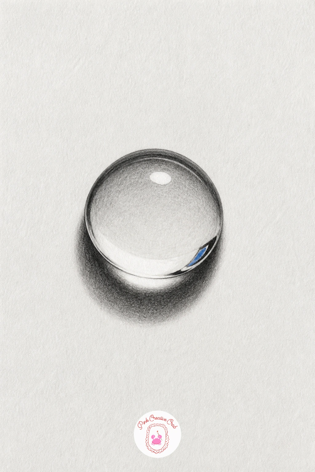 Drop of Water on the Page — Move into pure light and reflection with a single drop of water sitting on the paper's surface. 3d illusion drawing