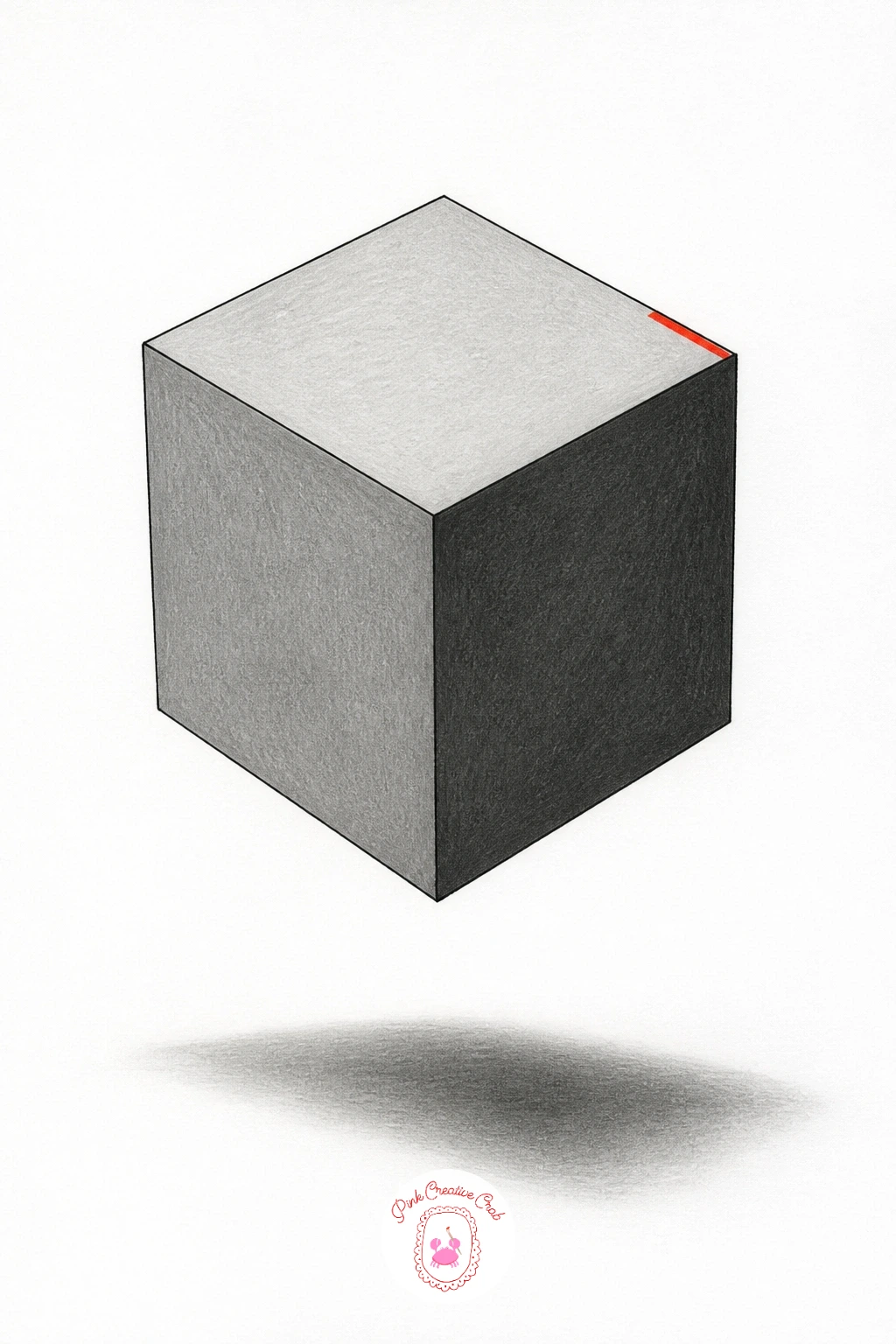 Cube Floating With a Shadow — Build real geometry now with a simple cube floating just above the page. 3d illusion drawing