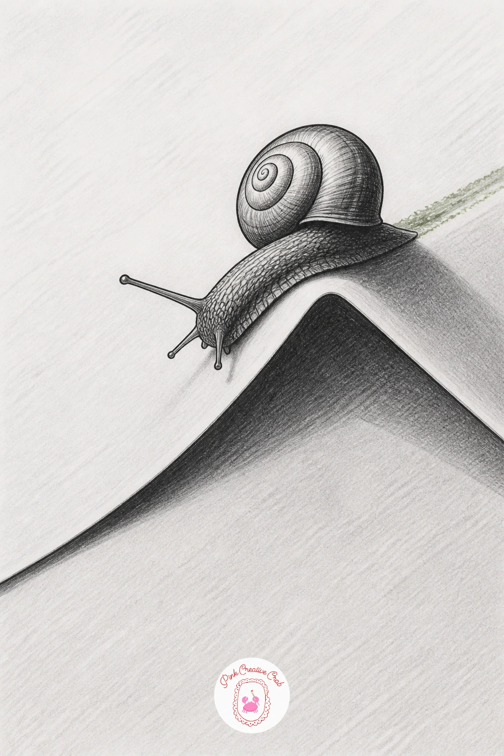 Snail Crawling Over a Fold — Slow the pace down with a small snail crawling across a soft paper fold. 3d illusion drawing