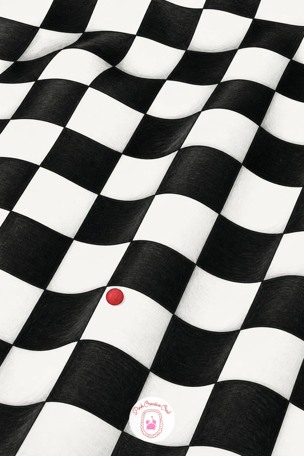 Wavy Checkerboard — Carry the same careful geometry into a checkerboard pattern that ripples as if the paper itself has buckled. 3d illusion drawing
