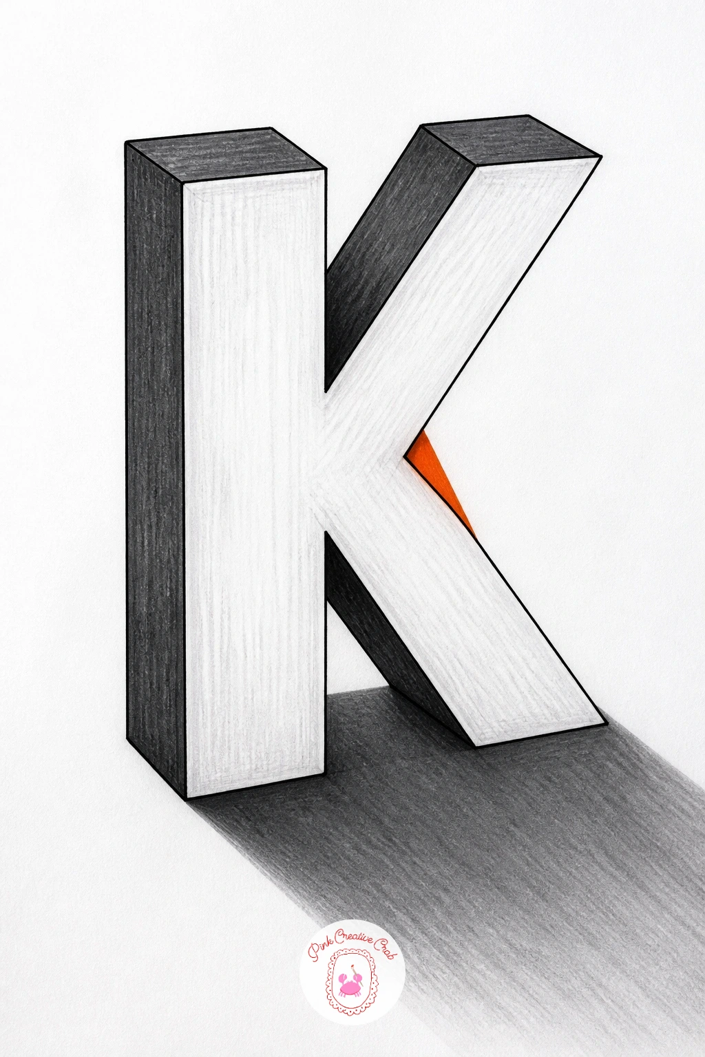 3D Letter on the Page — Switch into lettering with a single block letter drawn to look fully three dimensional and lifted off the paper. 3d illusion drawing
