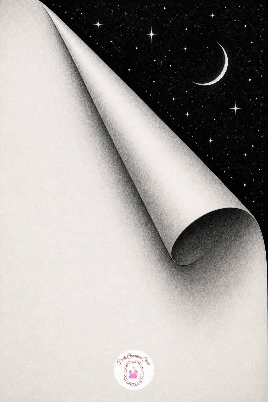 Rolled Corner Showing Stars — Return to the paper-as-object theme with a rolled corner that peels back to reveal a night sky full of stars underneath. 3d