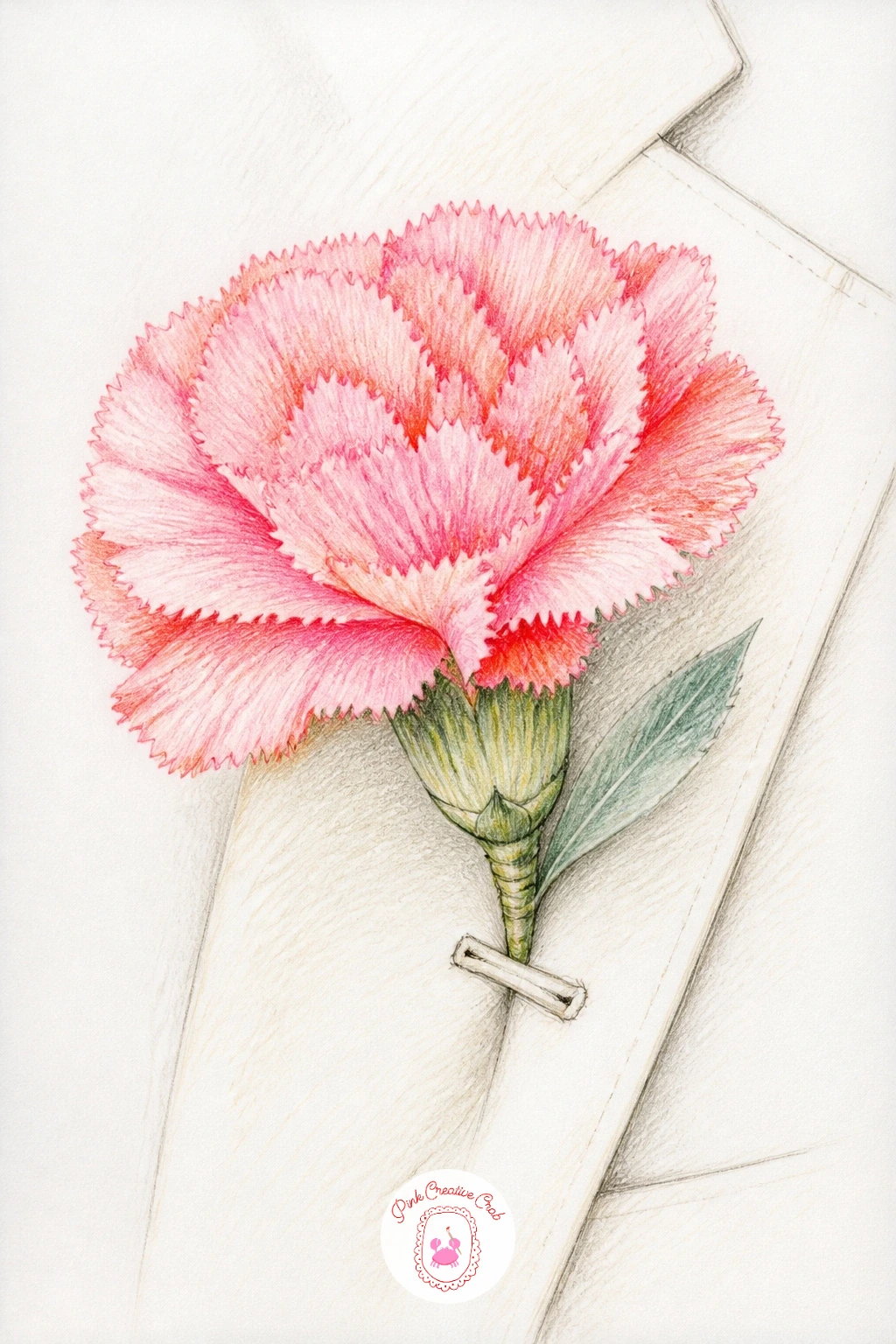 Pink Carnation In A Buttonhole — Start simple with a pink carnation in a buttonhole, just one bloom and a lapel corner to frame it. Carnation drawing