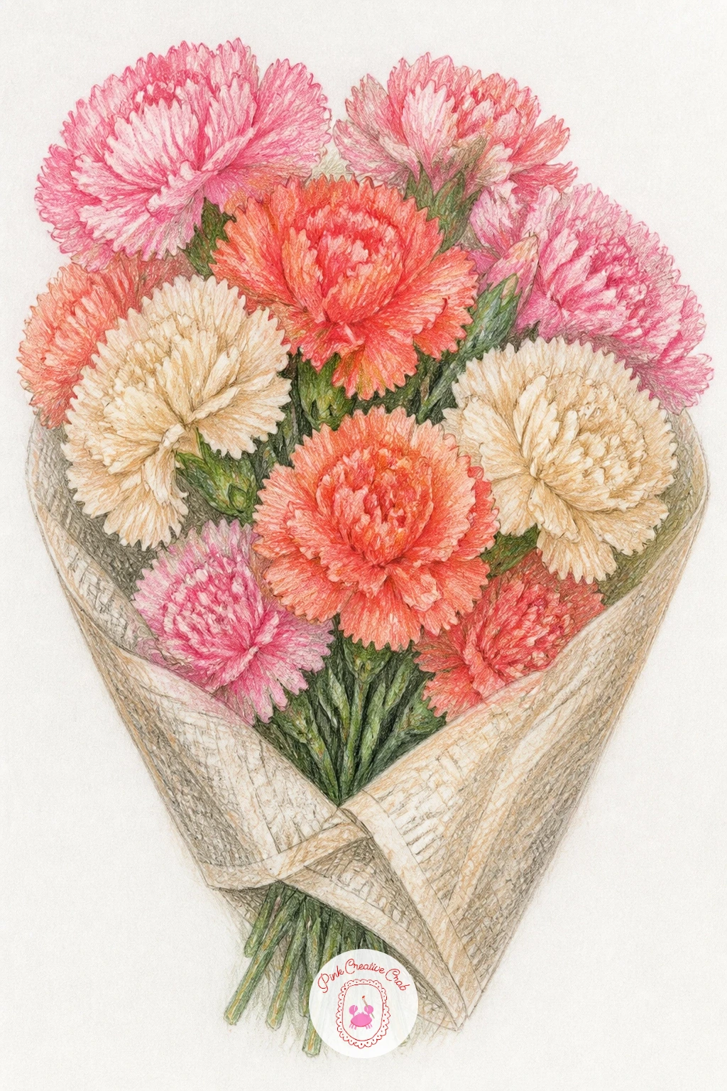 Bouquet Of Carnations In Newspaper — Once one carnation feels comfortable, try a bouquet of carnations in newspaper, the classic market-wrap bundle. Carnation