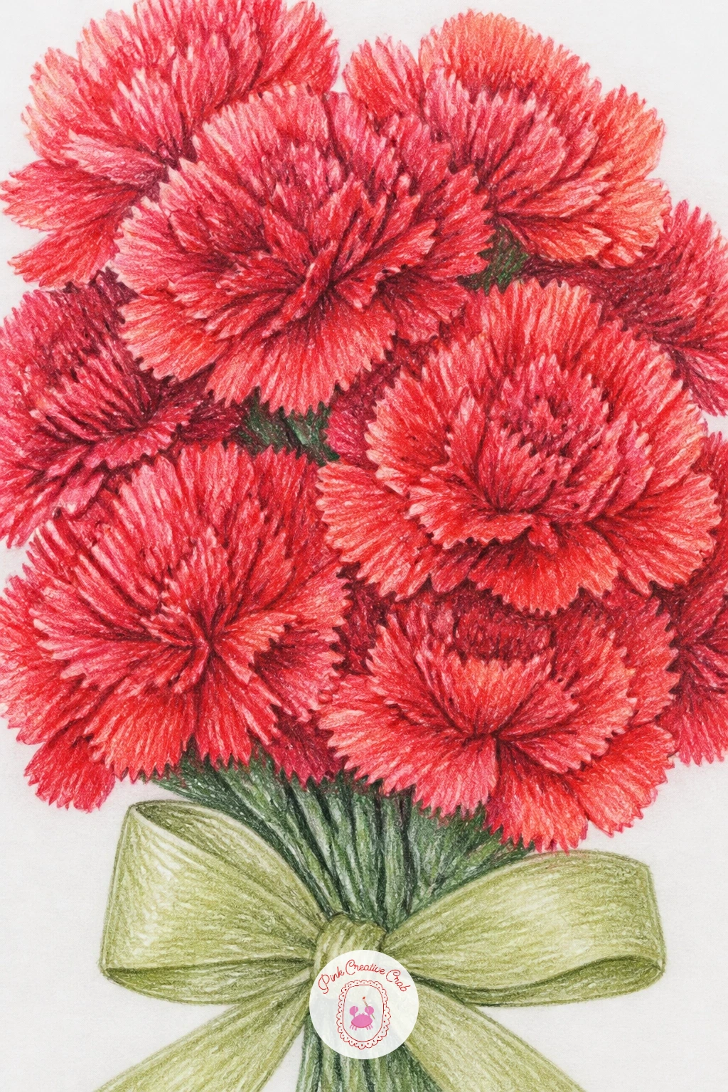 Red Carnations For Mother's Day — Red carnations for Mother's Day call for a slightly fuller cluster, three or four heads bunched close with no vase at all